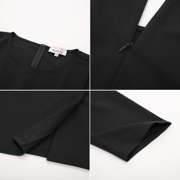 Plus Size Women's 3/4 Sleeve Bodycon Dress with Rhinestones for Business - Picture 5 of 8